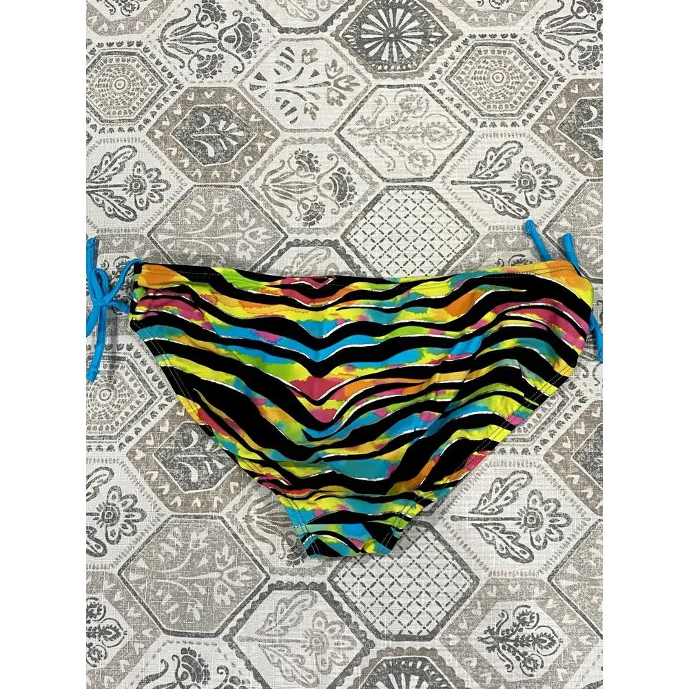 Beach Native Girls Size 16 Rainbow Zebra Tankini Swimsuit 2 Pc Bathing Suit